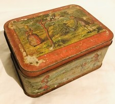 Ancienne Boite Tôle lithographiée Biscuits Damoiseau - Fables de la Fontaine