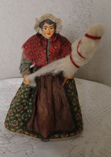 Doll Handmade Santon ancien de Provence habillé Femme fuseau laine 26 cm S15