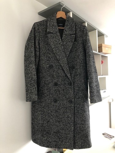 Manteau chevrons blanc noir - manteau, et