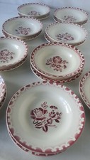 17 Assiettes (Plates & Creuses) PATRICIA Faïence DIGOIN SARREGUEMINES Rose Rouge