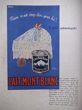 PUBLICITE MONT BLANC LAIT BEBE BABY BERCEAU DESSIN SIGNE ORAI DE 1930 FRENCH AD