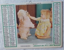 ALMANACH PTT -FRANCE -  1984 - OLLER- FILLETTE ET POUSSINS