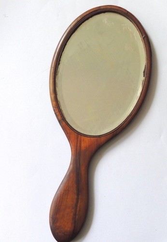 Ancien miroir face main - face, à