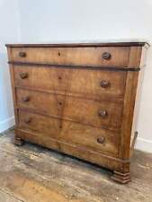 Antique Victorian Marble-Topped Chest of Drawers - 19th Century Walnut Dresser