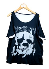 Top Tee shirt noir femme taille XL tête de mort tendance épaules nues skull
