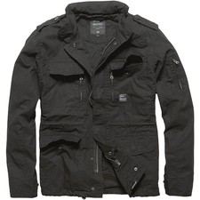 Vintage Industries Veste Cranford Homme Manteau Militaire Armée Noir