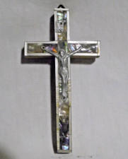 LBC B1/ ANCIEN CRUCIFIX JESRUSALEM EN BOIS D'OLIVIER ET NACRE 14 STATIONS