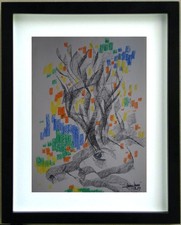 Dessin Gouache  COMPOSITION ABSTRAITE  Signé JEAN SEMICHON (1912/2000) e