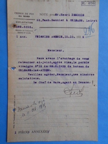 Lettre anc chemins de - lettre, :