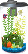 Plastic 6-Gallon Aquaview 360 Aquarium Kit for Tropical Fish, Betta Fish with LE
