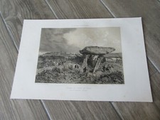GRAVURE 1867 DOLMEN TABLE DE CESAR LOCMARIAKER MORBIHAN LITHOGRAPHIE ORIGINALE 