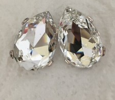 SUPERBES BOUCLES D'OREILLES "AGATHA PARIS"/ CRISTAL FACETTE/ METAL ARGENTE/ 1980