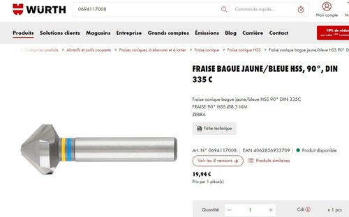 Fraise conique würth bague - wÜrth, à