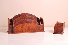 Accessoire de bureau ancien français, un porte-lettres en loupe de style moderni