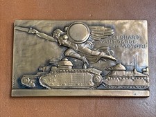 Medaille Plaque Bronze - Morlon - Les Chars Avant-Garde De La Victoire 1919