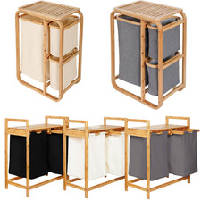 Panier à linge sac à linge étagère de salle de bain trieur à linge bambou