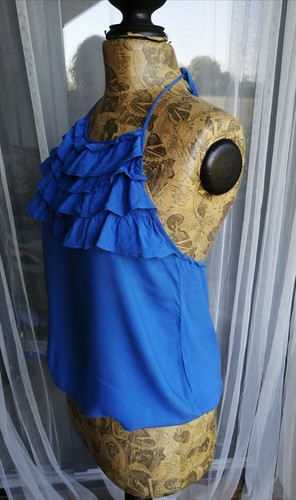 Top bleu froufrou dos - nu, zara