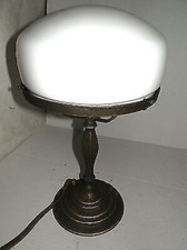 Lampe de Table Laiton Verre Opalin Blanc À Champignon Style '700 Anglais