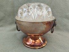 Pique Fleurs Verre Métal Argenté Vintage Tête De Lion England 