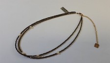ZAG Collier double chaîne avec billes gris foncé ras de cou Art ethnique /EBPU