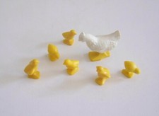 PLAYMOBIL (T3125) FERME - Lot d'une Poule Blanche & 6 Poussins Jaunes 3556 3769