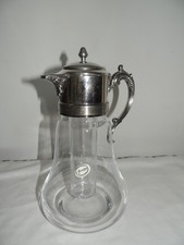 SUPERBE GROSSE CARAFE RAFRAICHISSEUR EN VERRE ET METAL ARGENTE SHERATONN
