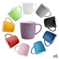 6x couleur thé tasse à café en céramique contemporaine Boissons Tasses - 350ml