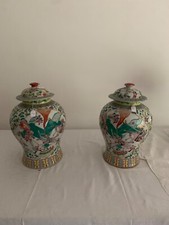 Paire Vases Potiches Pots couverts Anciens Chine China Asie