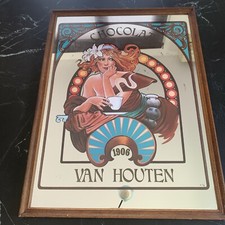 ANCIEN MIROIR PUBLICITAIRE CHOCOLAT VAN HOUTEN