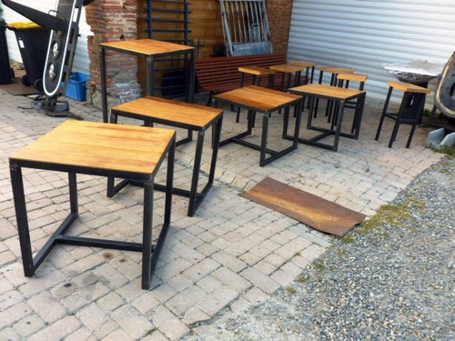 Table industrielle bistrot - table,