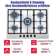 68CM Table de cuisson à gaz en verre encastrable Cuisinière à gaz 5 feux NG/LPG