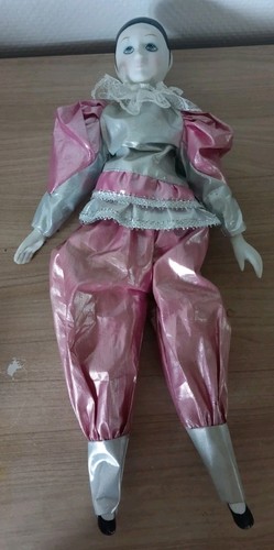 Poupée pierrot arlequin rose - poupée,