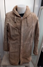 HUNTER'S Veste En Cuir Véritable Usagée Homme Taille 56 BEIGE XXC130L