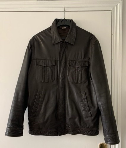 Veste cuir mouton marron - cuir,
