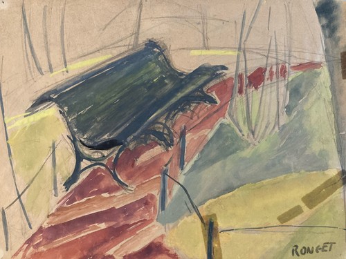 Belle peinture gouache 1930 - peinture,
