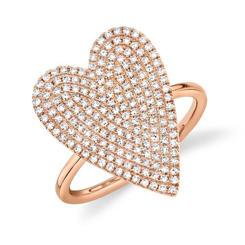 14k rose diamant coeur - or,