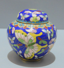 -JOLIE PETITE BOITE EMAUX CLOISONNES décor PAPILLONS ASIE CHINE JAPON VITRINE  D