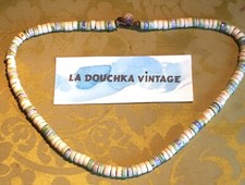 FRENCH 1960s/70s PUKA SHELLS BEADED NECKLACE~ 3 COLOURS ~ HANDCRAFTED IN TAHITI