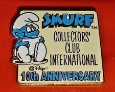 PIN'S SMURF SCHTROUMPF PEYO COLLECTOR'S CLUB INTERNATIONAL 10TH ANNIVERSAIRE RAR