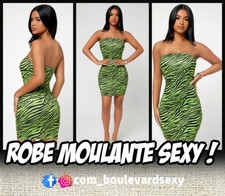💚 Sexy Robe Moulante Courte 💚 Tendance chiné à imprimé Animal 💚 Vintage Club