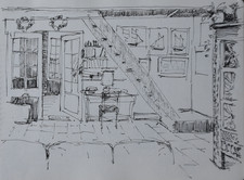 René Gugenberger (1925-2021) (04) - encre - scène d'intérieur