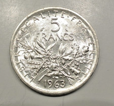 5 FRANCS SEMEUSE ARGENT  1963 SPL /FDC