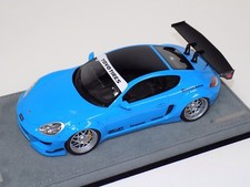 1/18 AB MODELS Porsche Cayman Rocket Bunny Gloss Bleu Bébé Sur Base Alcantara A