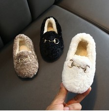 Mocassins hiver enfants fourrure chaussures enfants velours bébé fille chaud plat princesse