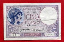 (Ref: K.602)  5 FRANCS VIOLET 30/12/1920 (SUP-) DATE TRES RARE