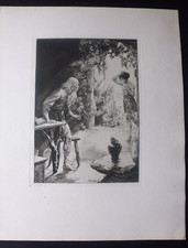 gravure  Herouard Cheri:  " un ermite et une jeune fille nue "