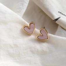 Boucles d'oreilles en forme de coeur à aiguille argentée vibrante pour femme l