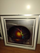 Sérigraphie aluminium brossé - Cadre Art abstrait Nature morte Signé - Années 70