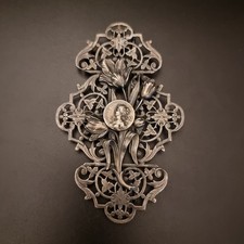 Ancienne Grosse Boucle de Ceinture Automne Métal argenté ART NOUVEAU 1900 France