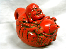 THÉIÈRE BOUDDHA RÉSINE ROUGE CINABRE VERSEUSE CHINE CHINESE TEA POT